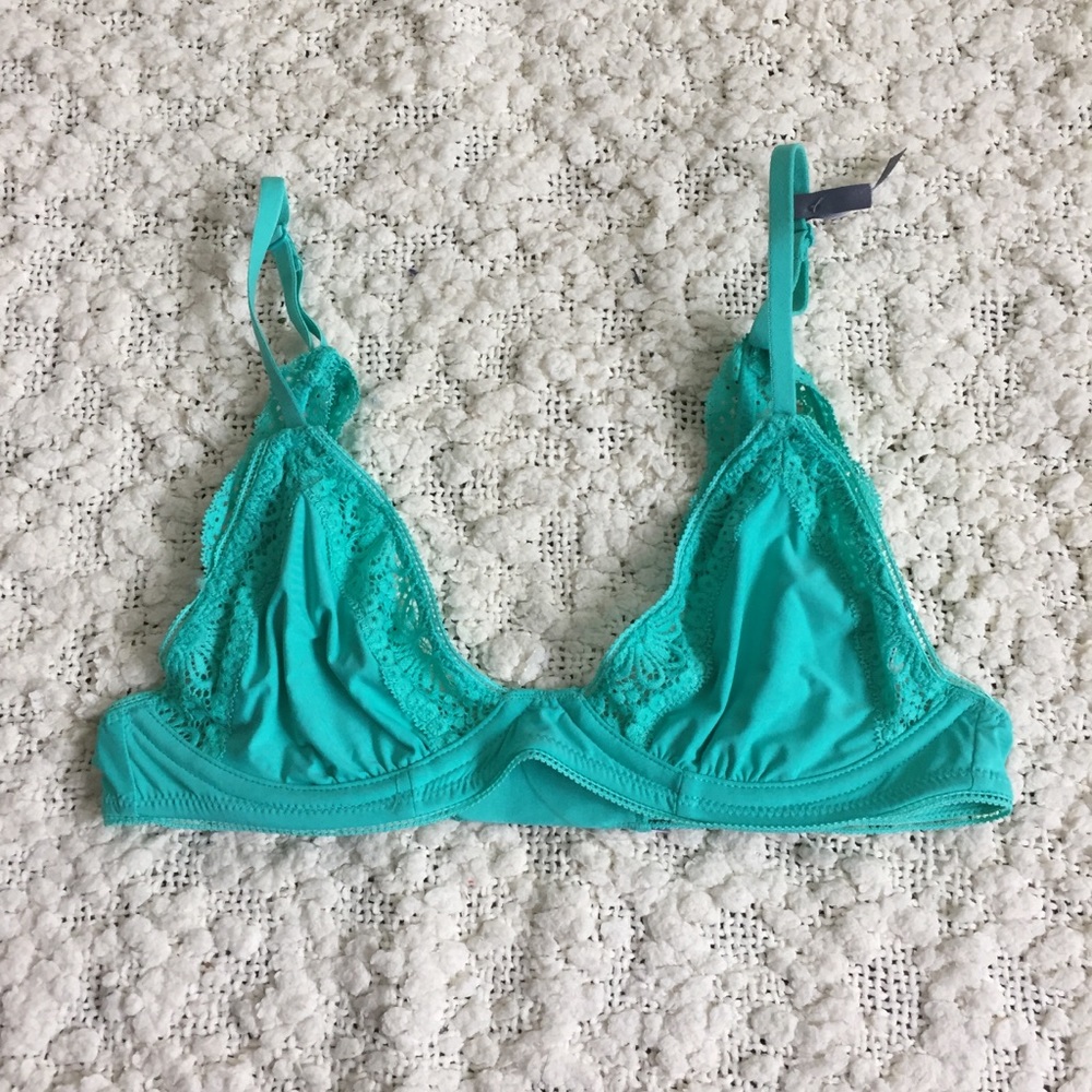 Aerie Unlined Triangle, Lace, Aqua, 32B NEW without tags